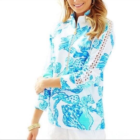 Lilly Pulitzer Tops - Lilly Pulitzer Coastal Barefoot Princess Skipper Popover Activewear Top